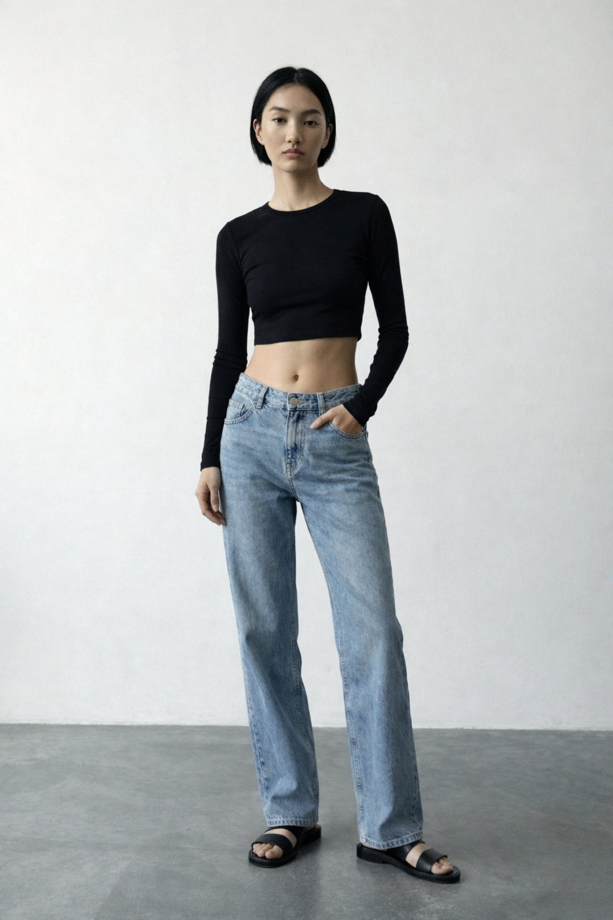 Wear Three Points Pulse Basic Black Long Sleeve T-Shirt
