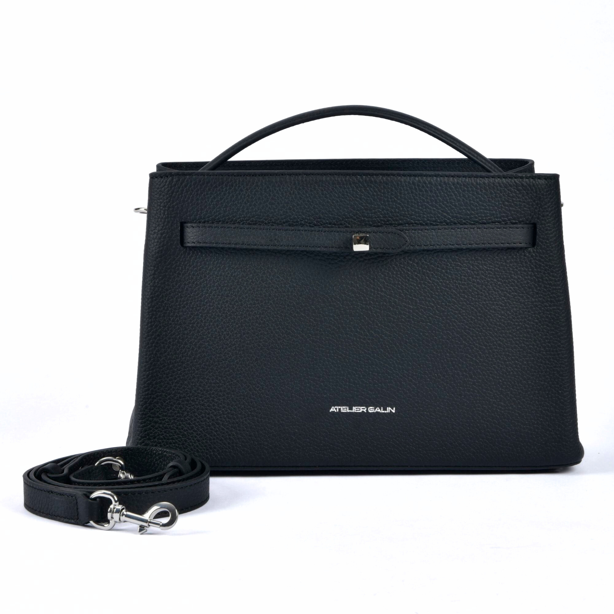 Atelier Galin Cube Lock Bag - Black & Silver