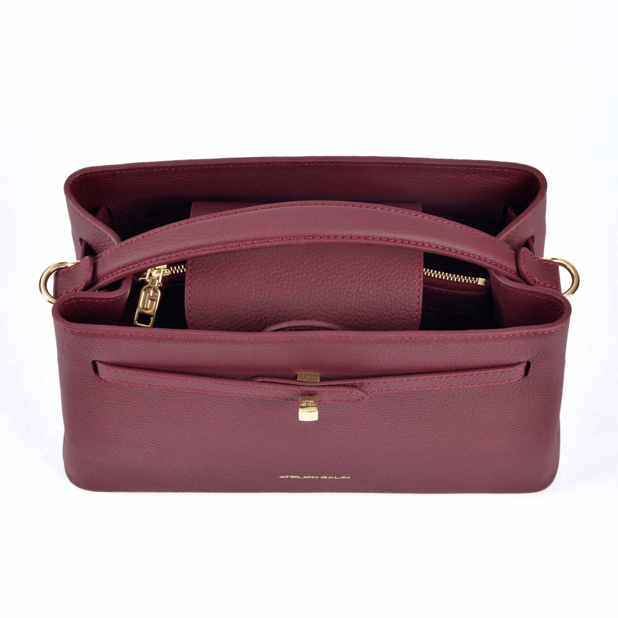 Atelier Galin Cube Lock Bag - Merlot