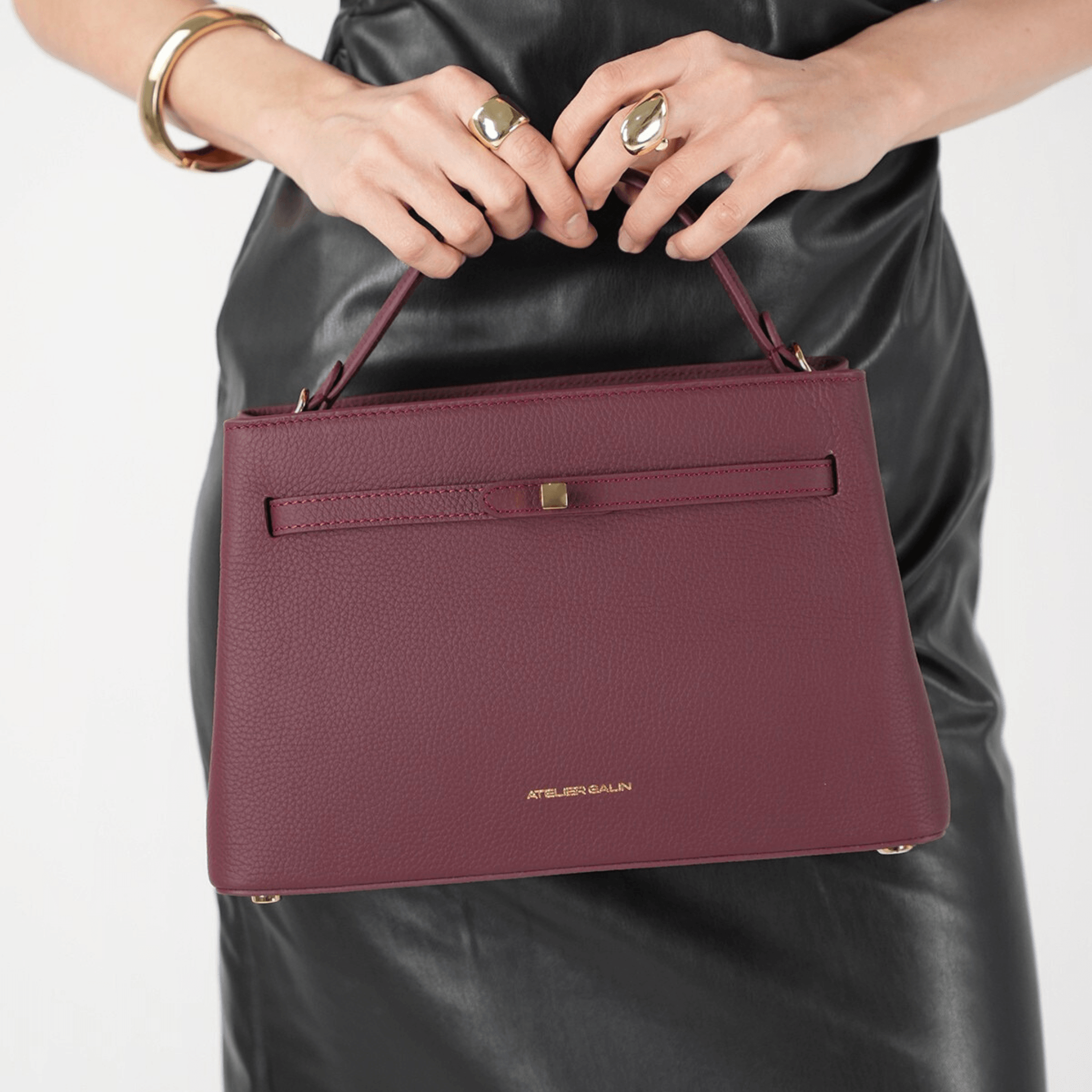 Atelier Galin Cube Lock Bag - Merlot