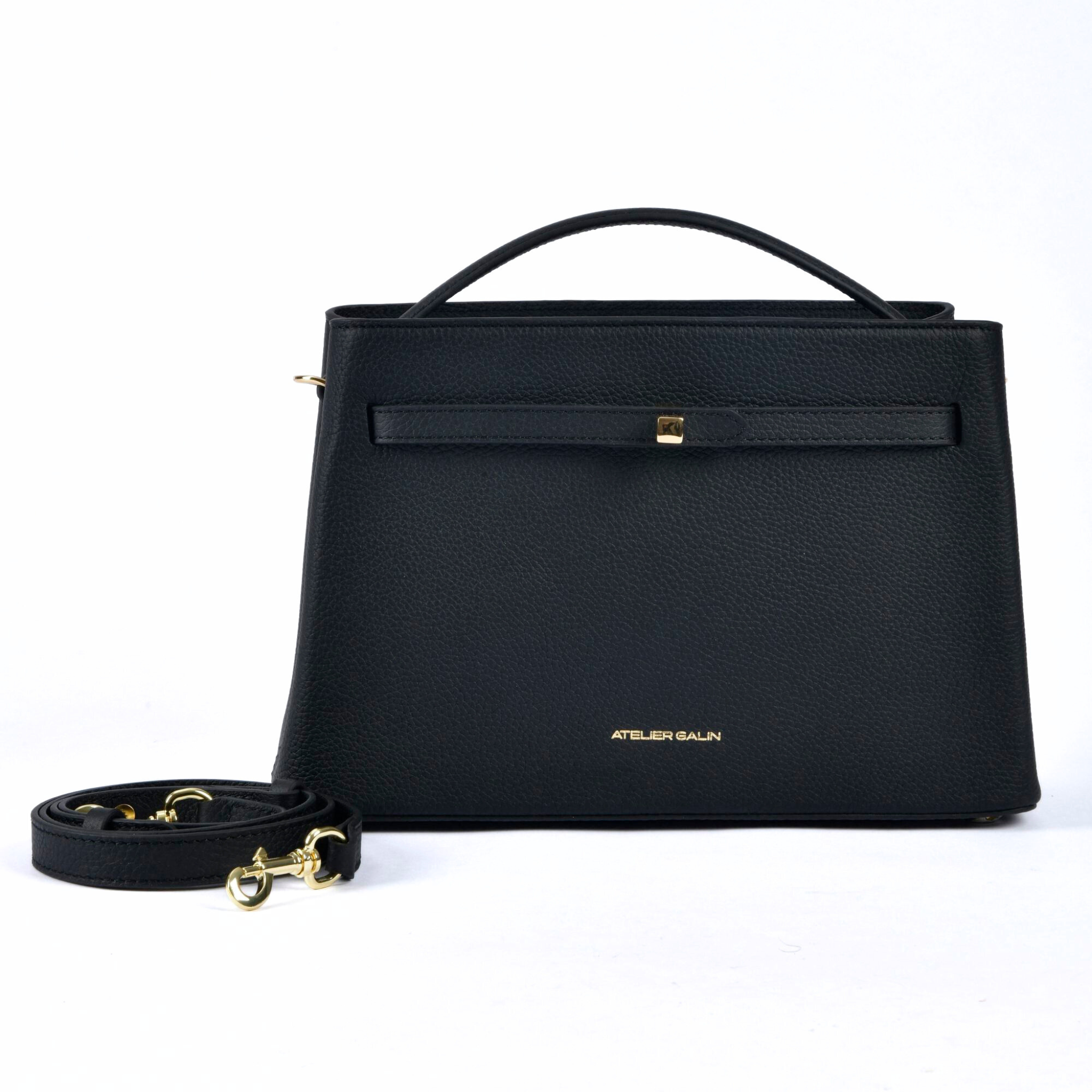 Atelier Galin Cube Lock Bag - Black & Gold