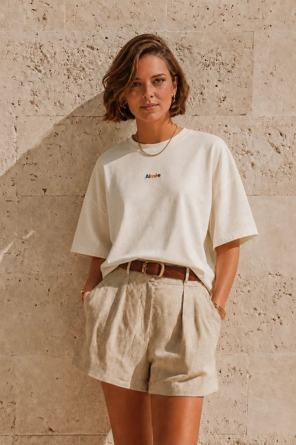 Aimée Sunbeam Oversize Drop Shoulder Ecru Tshirt