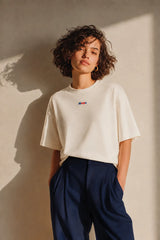 Aimée Sunrise Oversize Drop Shoulder Ecru Tshirt