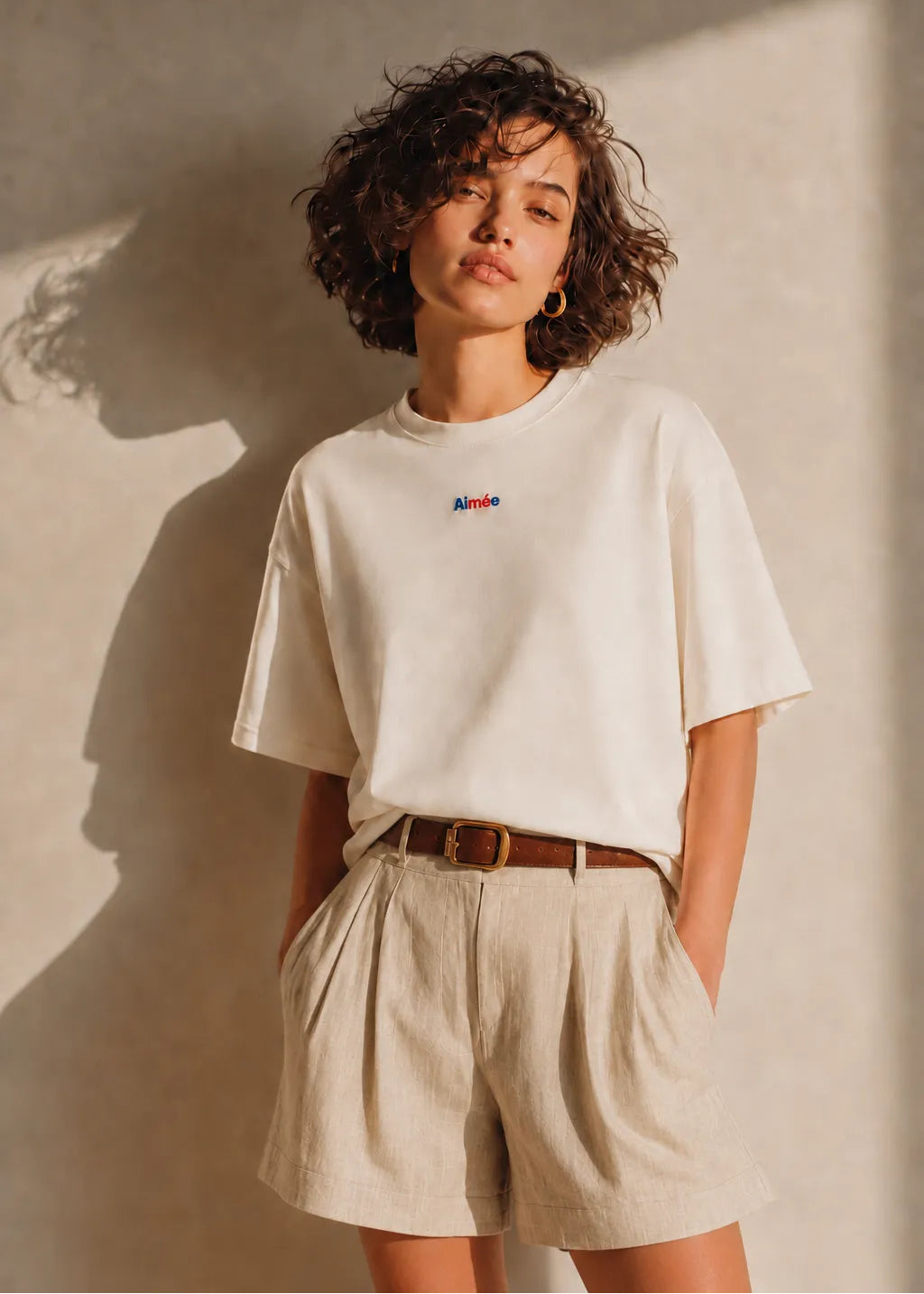 Aimée Sunrise Oversize Drop Shoulder Ecru Tshirt