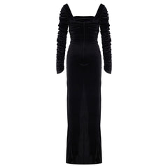 Alia Studio Contessa Dress in Velvet Black Kadife Elbise