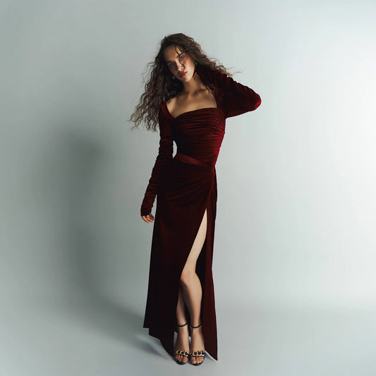 Alia Studio Contessa Dress in Velvet Red