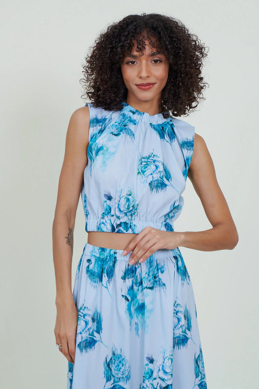 Eloshé Crop Skirt Set – Floral Pattern BEDSSM103