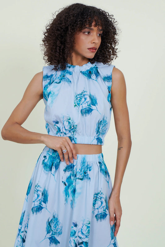 Eloshé Crop Skirt Set – Floral Pattern BEDSSM103