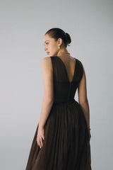 Esra Adıgüzel BELICE – V-Neck Tulle Dress with Drape Detail