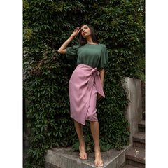 Bow Tie Wrap Skirt (Pastel Pink)