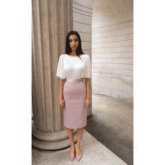 Cotton-Blend Sateen Pencil Skirt (Powder Pink)