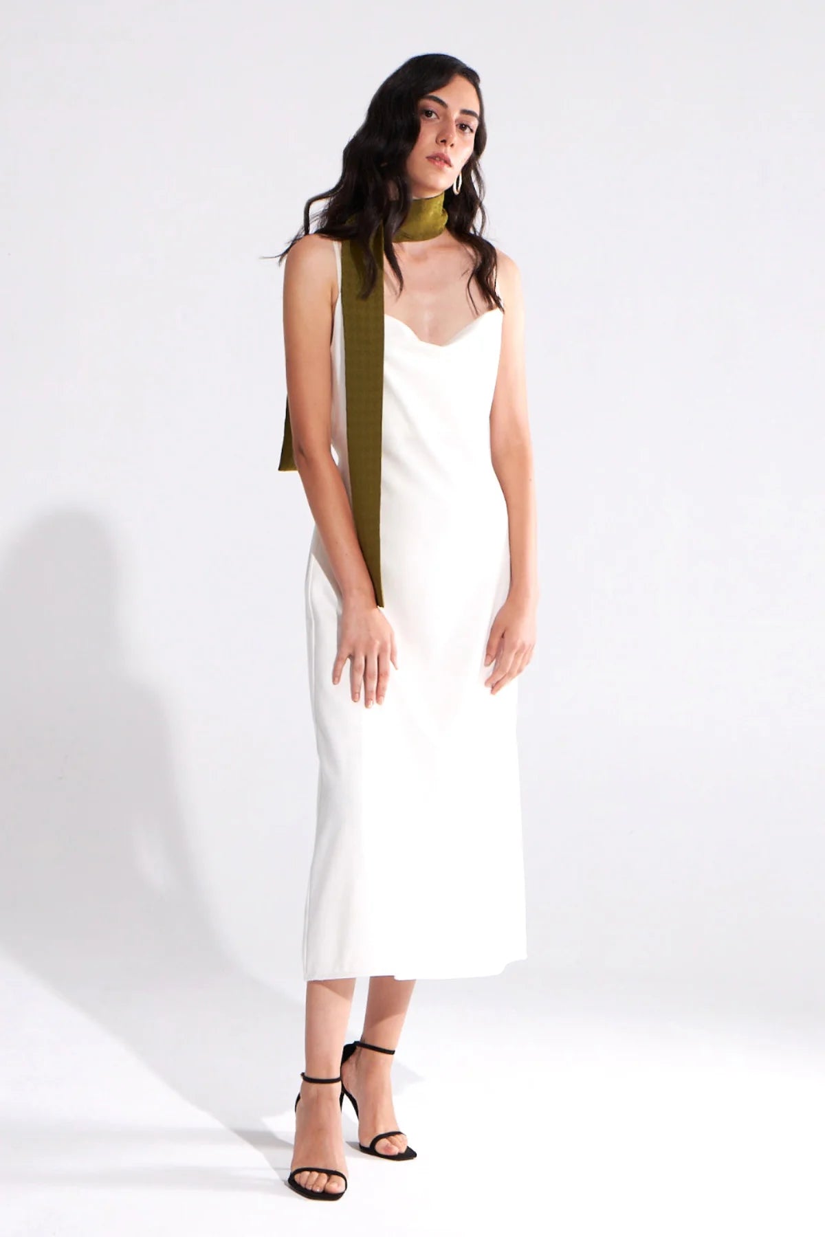 Crescent Line Darkshine Dress White