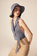 Crescent Line Mood Bucket Hat - BLUE