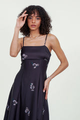 Eloshé Maxi Dress – Black Authentic Pattern with Straps DEDSSM101