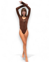 IAMLOVEIN Coffee Bean' Long Sleeve Call Me Bodysuit