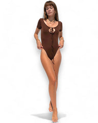 IAMLOVEIN Coffee Bean' Short Sleeve Call Me Bodysuit