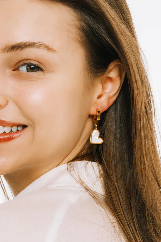White Hearted Earring