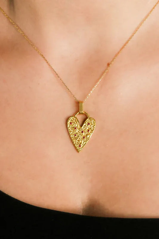 Raw Heart Stone Necklace