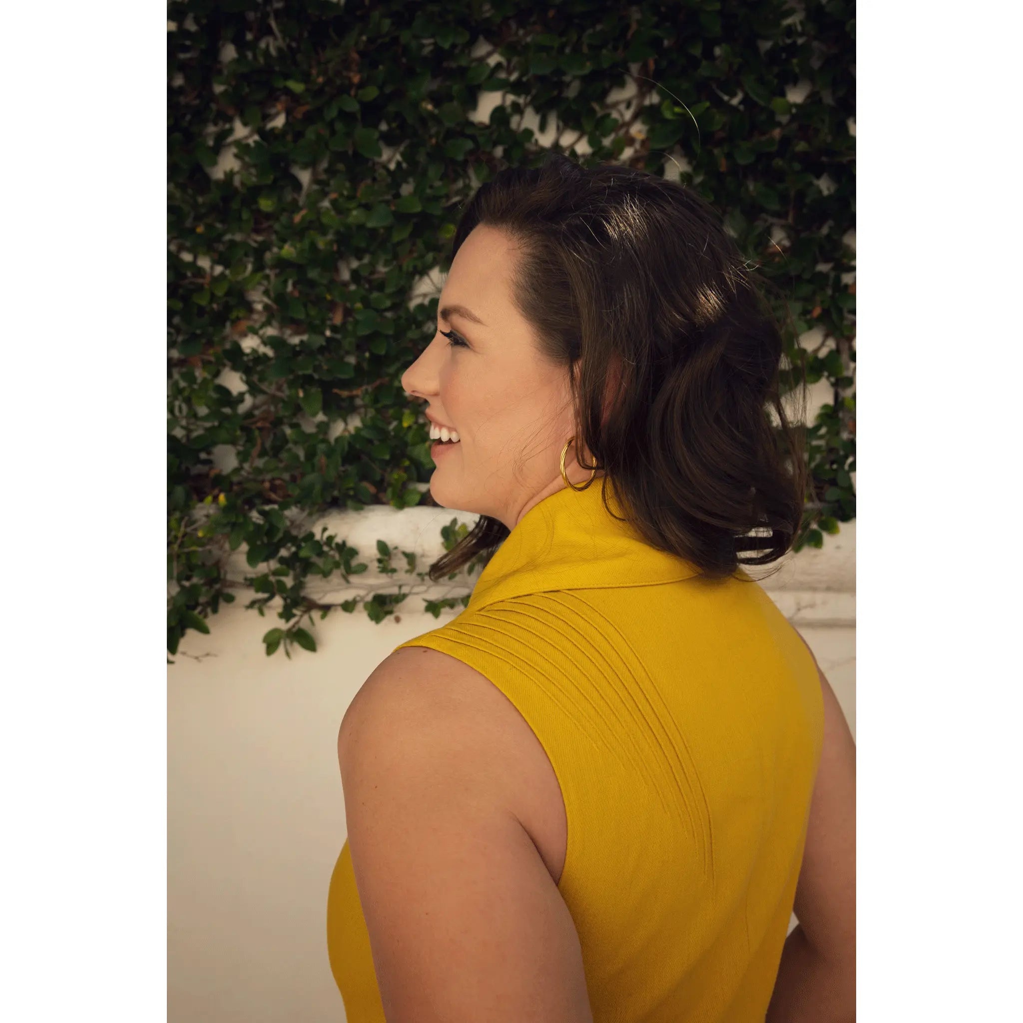 Femponiq Double Breasted Shawl Lapel Jumpsuit (Mustard Yellow)