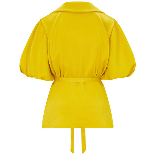 Draped Sleeve Satin Blouse (Golden Yellow)