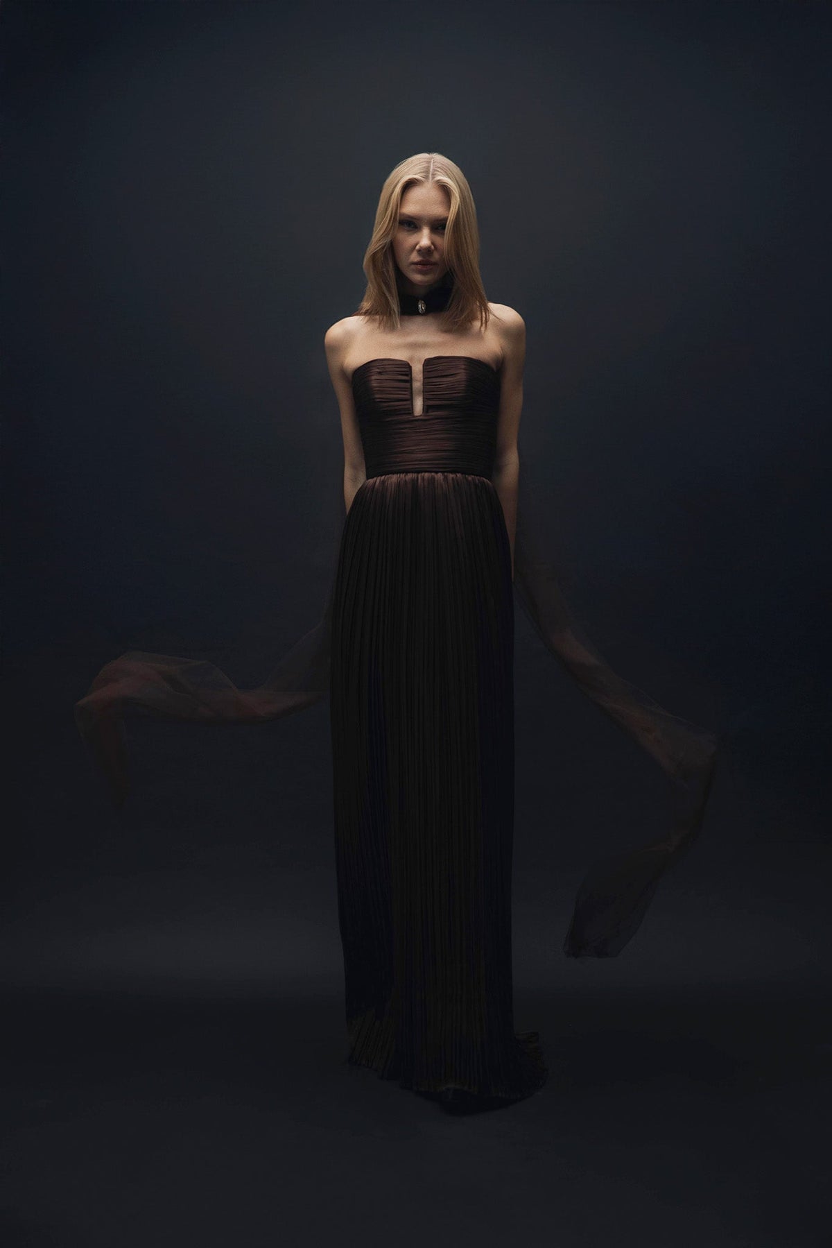 Esra Adıgüzel Bello – Brown Drape Detailed Long Dress