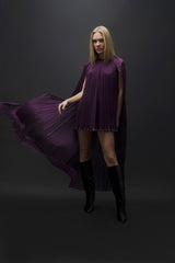 Esra Adıgüzel Verei – Mini Draped Dress with Purple Cape Detail