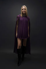 Esra Adıgüzel Verei – Mini Draped Dress with Purple Cape Detail