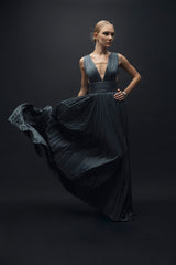 Esra Adıgüzel Cendre – Drape Detaylı Uzun Elbise