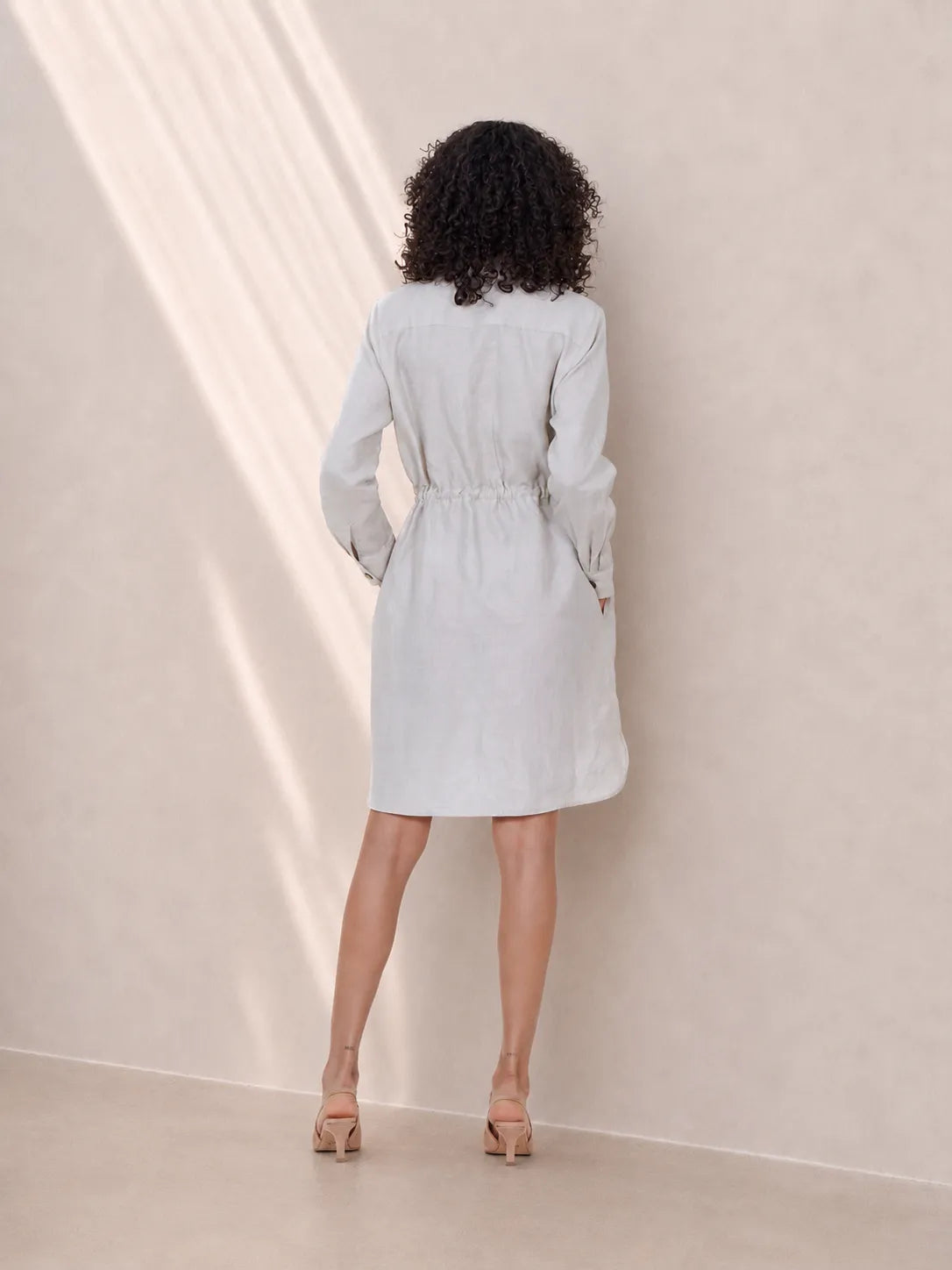 Eloshé Linen Shirred Mini Gömlek Elbise JEDSSM103