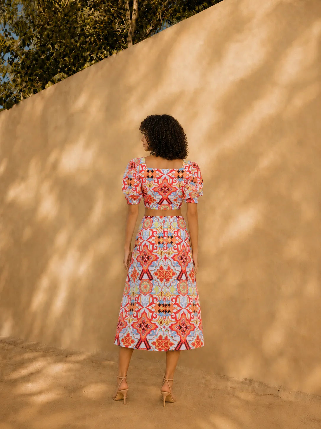 Eloshé Balloon Sleeve Crop Bluz ve Midi Etek MEDSSM101