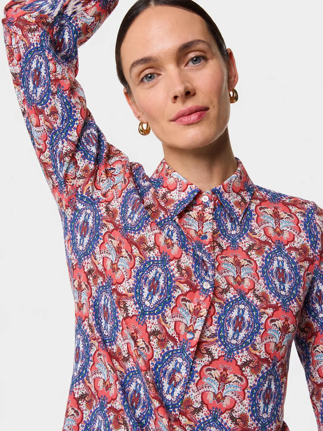 Eloshé Paisley Pattern Satin Red Shirt RETPSM102