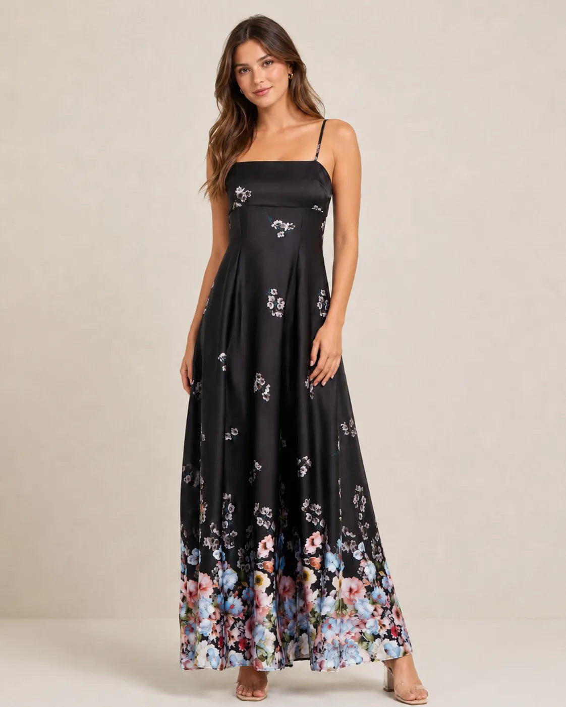 Eloshé Maxi Elbise – Siyah Authentic Pattern with Straps DEDSSM101