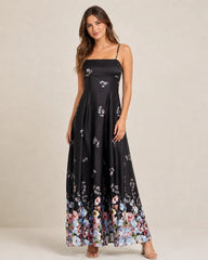 Eloshé Maxi Elbise – Siyah Authentic Pattern with Straps DEDSSM101