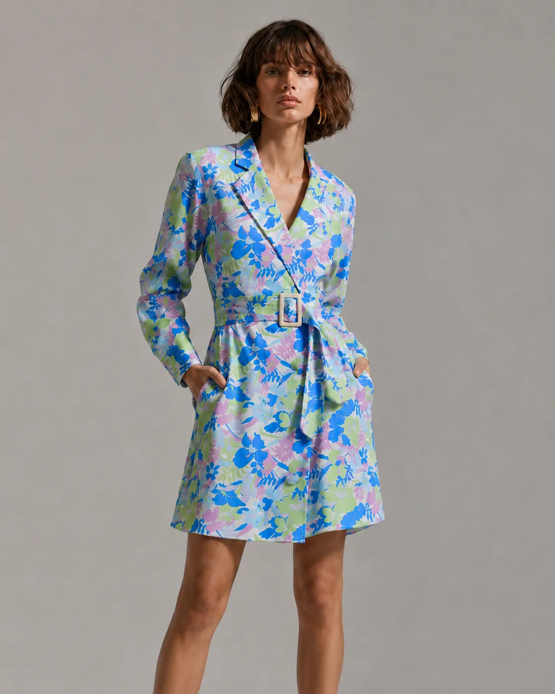 Eloshé Patterned Double-breasted Neck Mini Elbise JEDSSM104