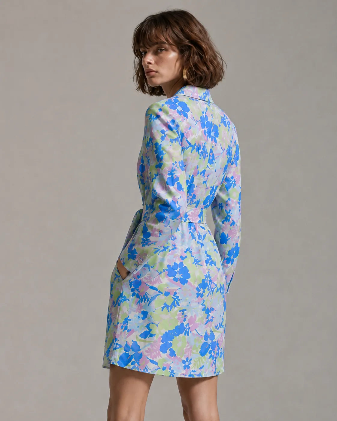 Eloshé Patterned Double-breasted Neck Mini Elbise JEDSSM104