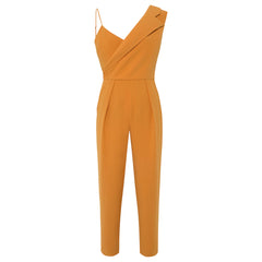 Femponiq Peak Lapel Crepe Jumpsuit (Melon Yellow)