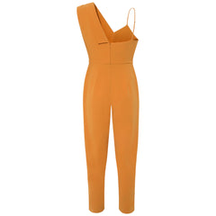 Femponiq Peak Lapel Crepe Jumpsuit (Melon Yellow)