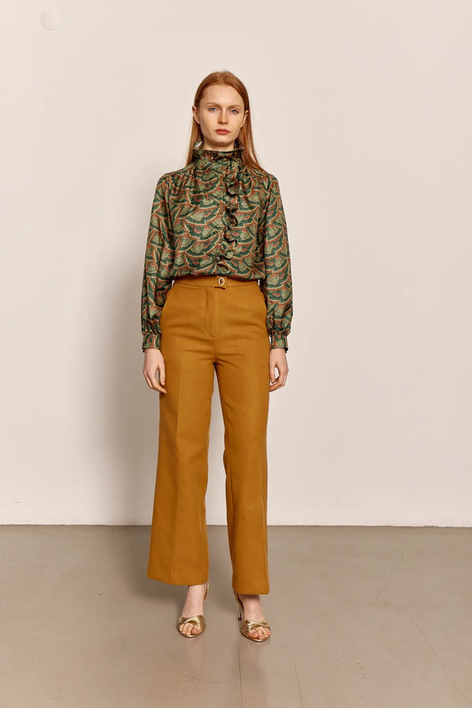 Sadie and Dione %100 Wool Cashmere Diane Trouser in Mustard