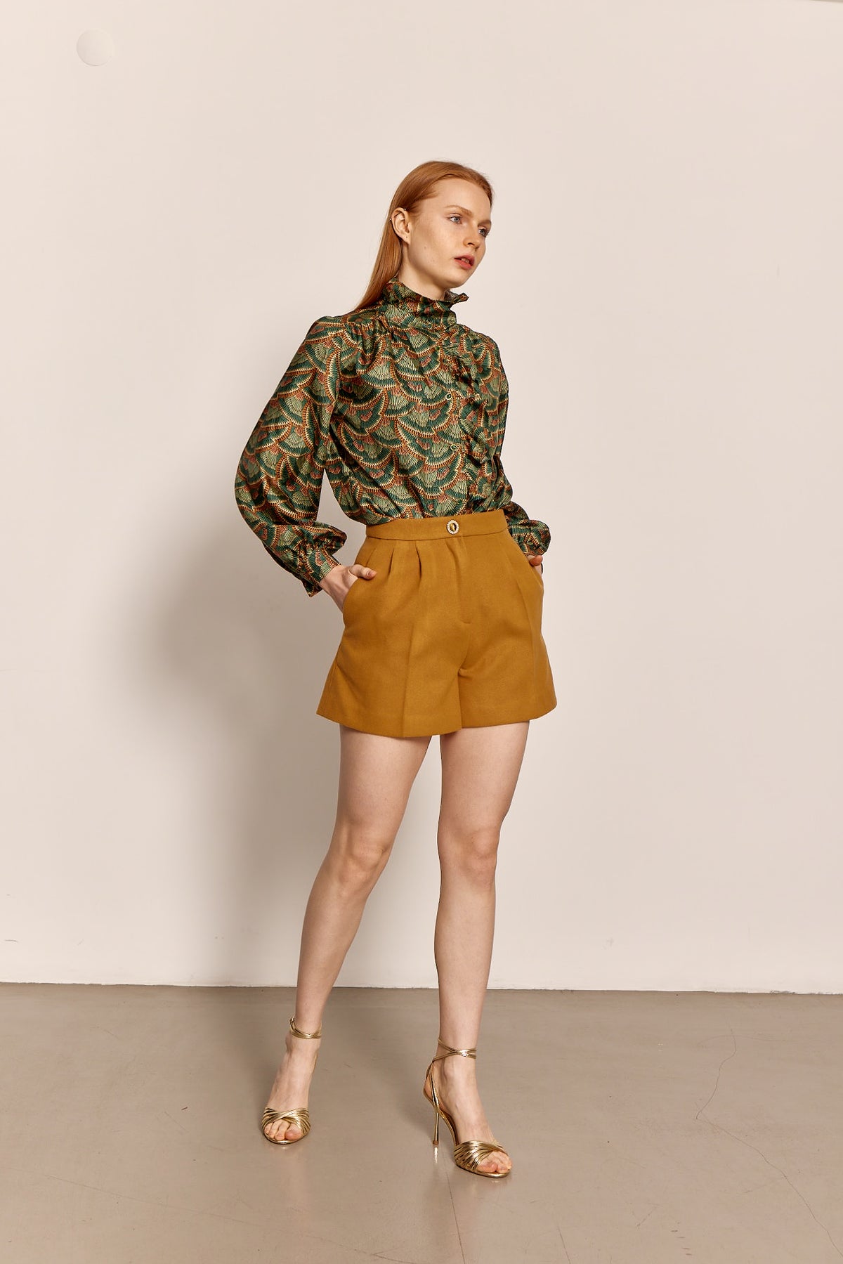 Sadie and Dione Wool Cashmere Rana Short in Mustard