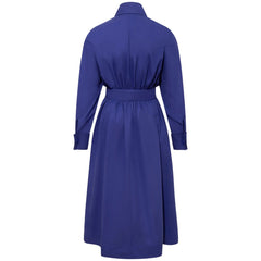 Femponiq London Vivid Blue Gathered Cotton Belted Midi Shirt Dress