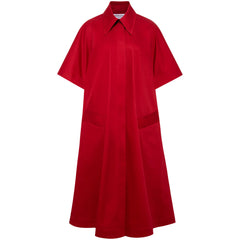 Femponiq Oversized Cape Cotton Dress (Berry Red)