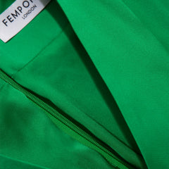 Pleated Shoulder Kimono Sleeve Satin Duchess Dress (Jellybean Green)