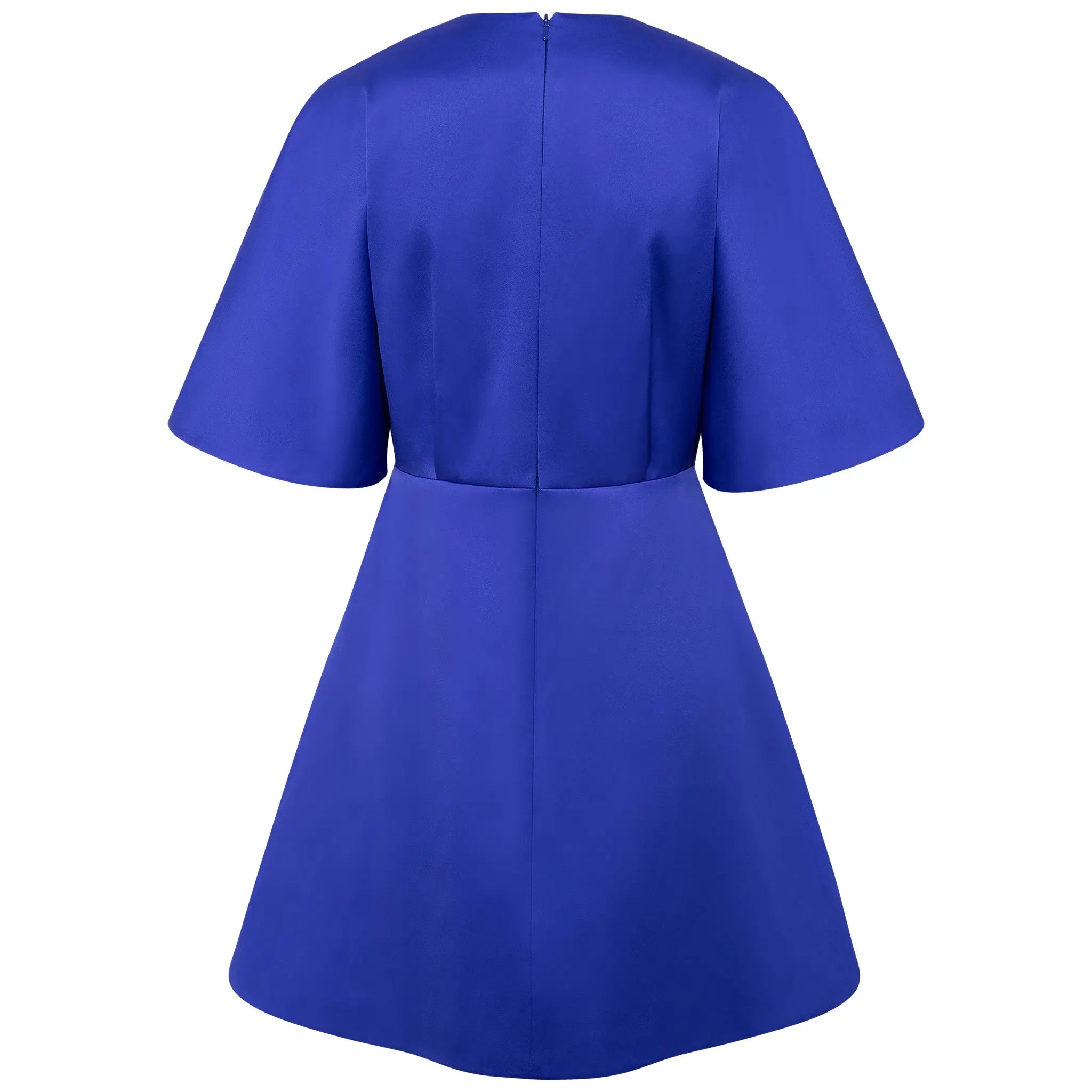 Femponiq Pleated Shoulder Royal Blue Flared Kimono Elbise