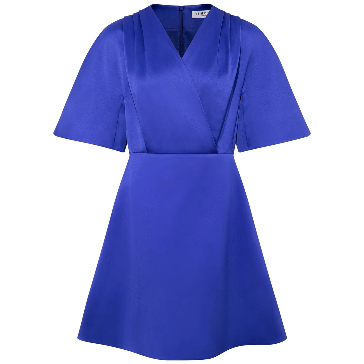 Femponiq Pleated Shoulder Royal Blue Flared Kimono Elbise