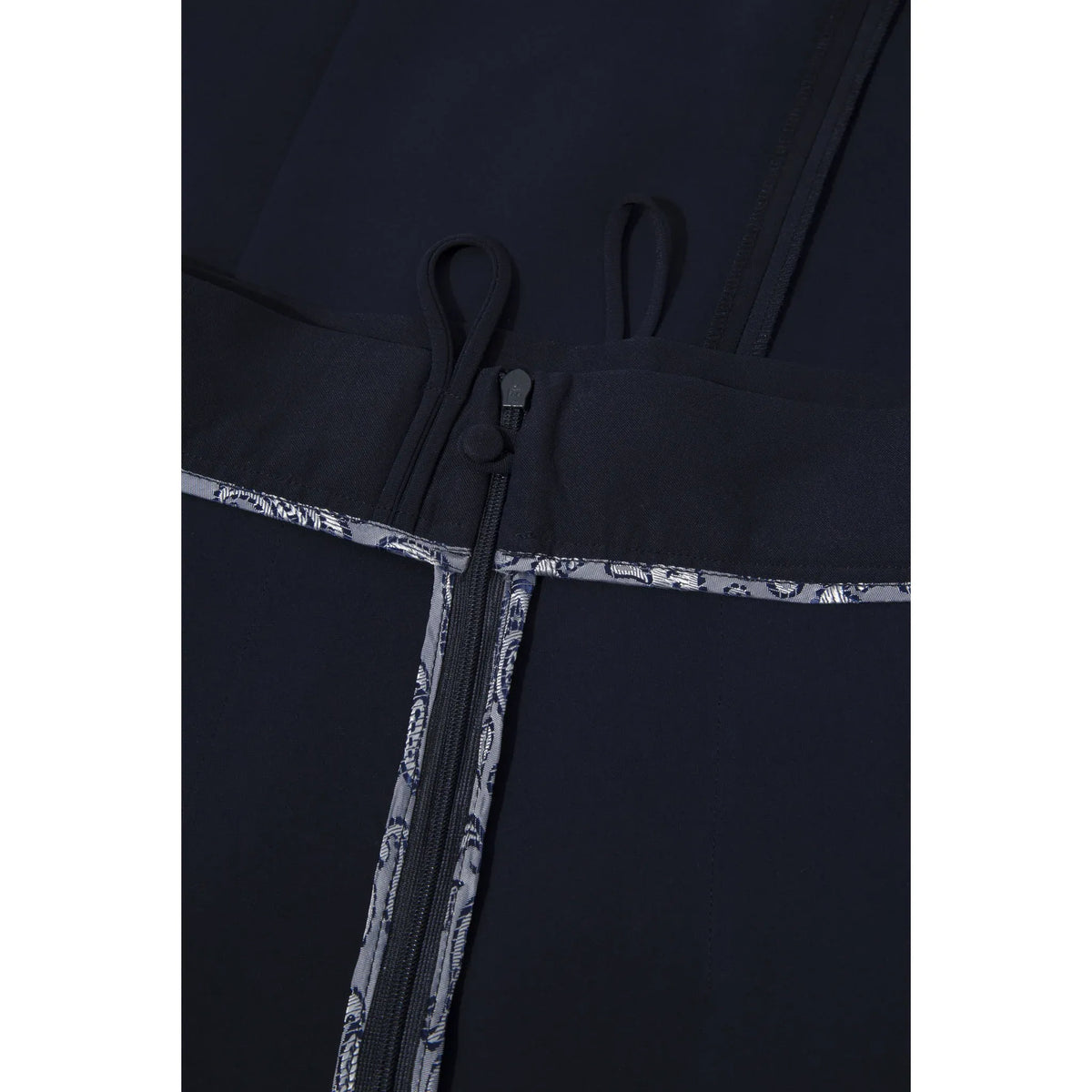 High-Waisted Pleated Midi Skirt with Asymmetric Slits (Navy)