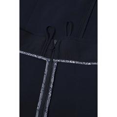 High-Waisted Pleated Midi Skirt with Asymmetric Slits (Navy)