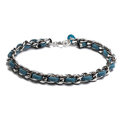 Mey Atelier Chaileather Blue – Chain & Leather Bracelet
