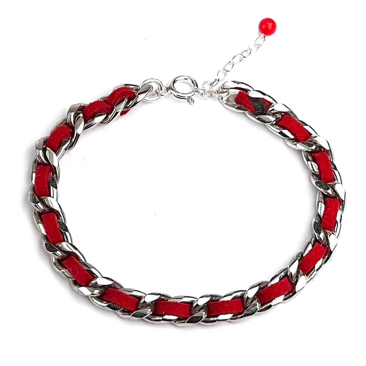 Mey Atelier Chaileather Red – Chain & Leather Bracelet