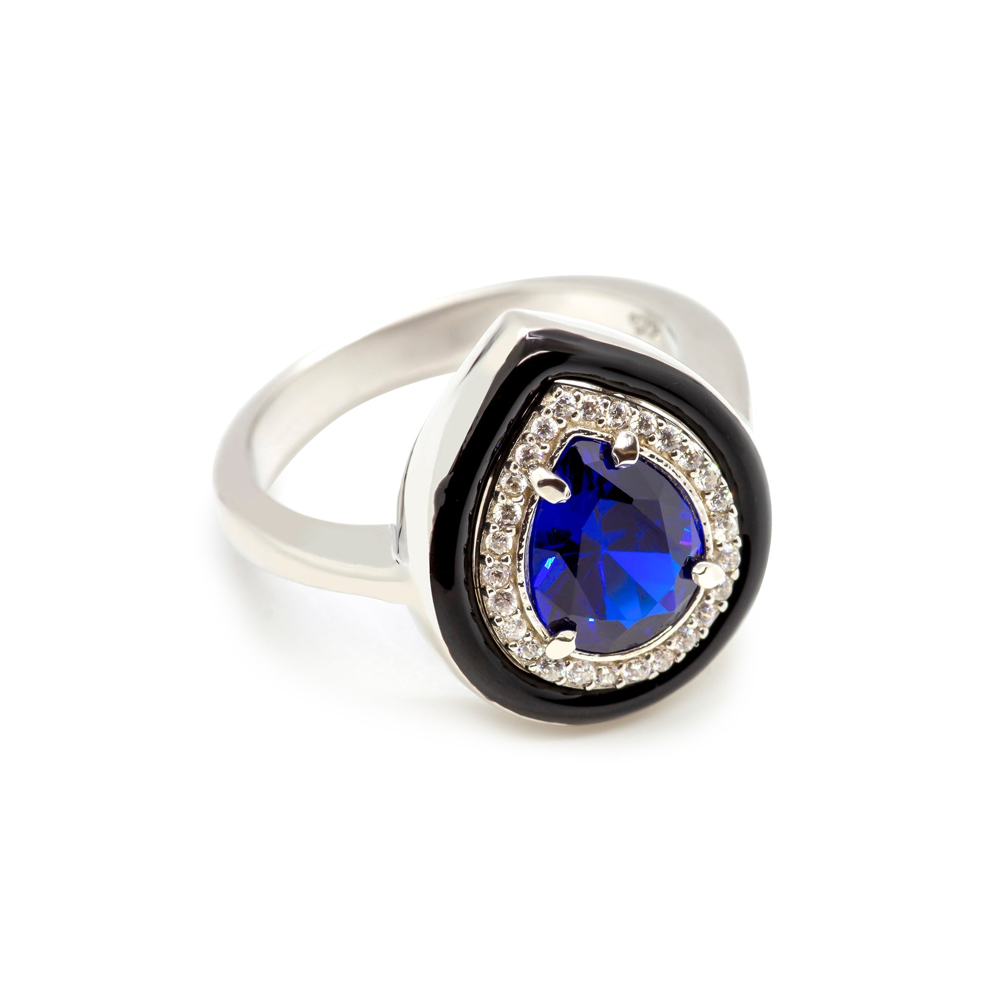 SooSilkyGems ENAMELLED PEAR-SHAPED SOLITAIRE RING