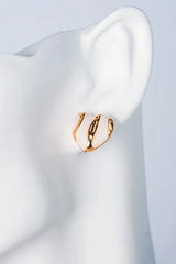Gold Striped White Heart Earring